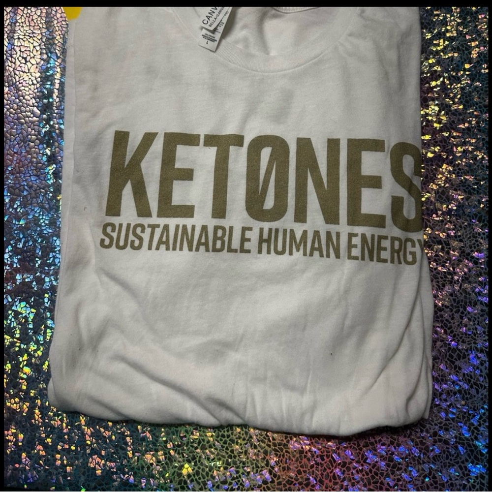 Pruvit Ketones Canvas White Tee with Gold Print
